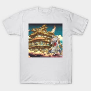 Steampunk Samurai Cat in Steampunk Japanese Royal Palace T-Shirt